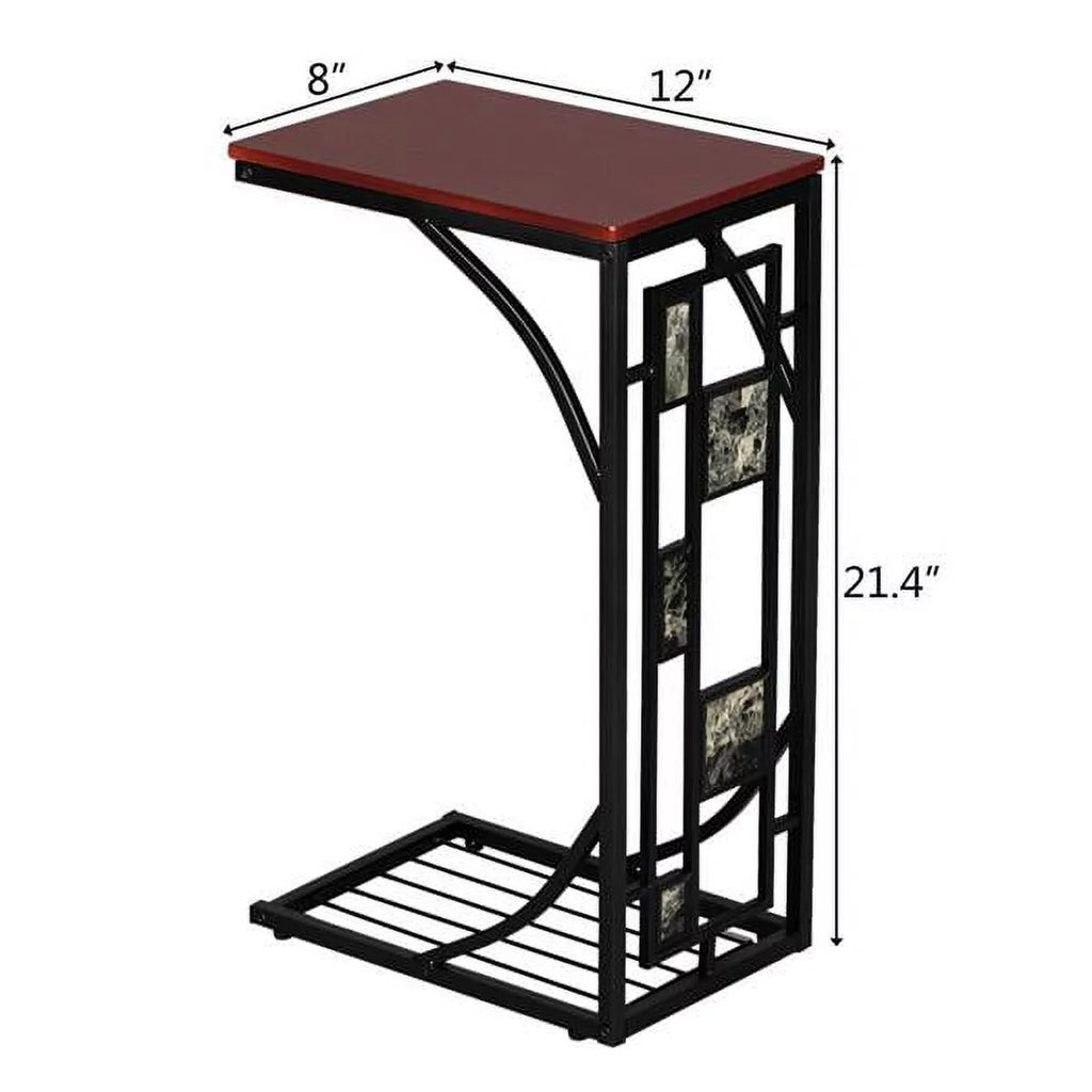 Brown C-Shaped Sofa Side Table O7149