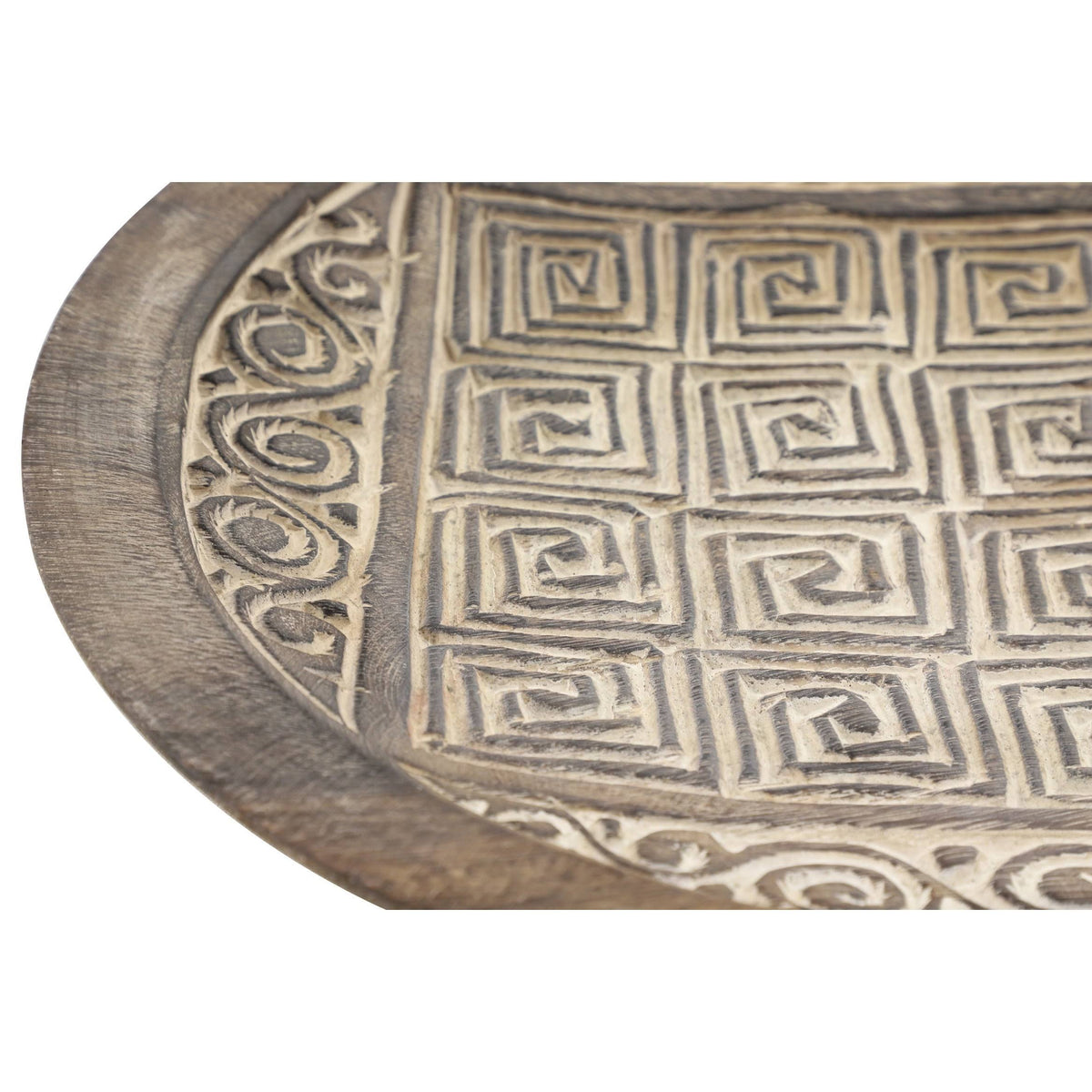 Eclectic Hand-Carved Brown & White Wood Wall Decor, Set of 2 C13770