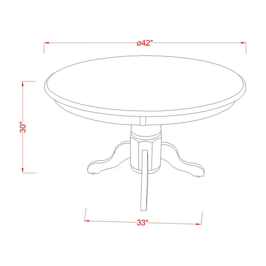 Round 42 Inch Table and 2 Wood Seat Chairs V582