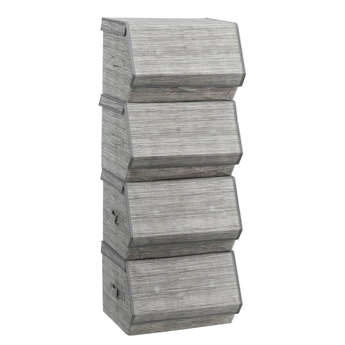 Set of 4 Stackable Storage Bins with Lid B1039