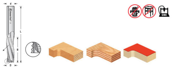 3/8 Dia x 1-1/4 x 3/8 inch Shank Down-Cut Router Bit Q1383
