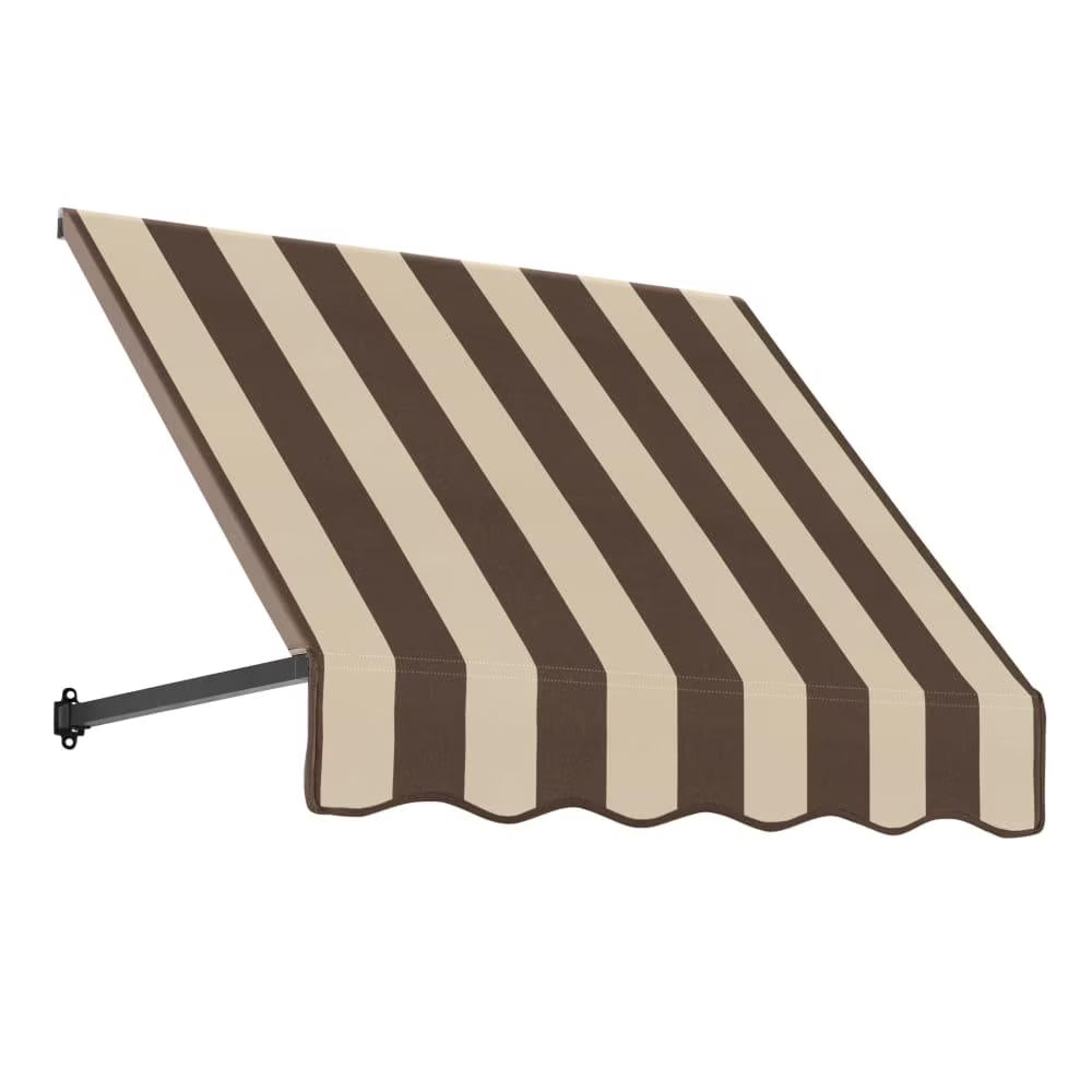 Brown/Tan Stripe Acrylic Fixed Awning I9209