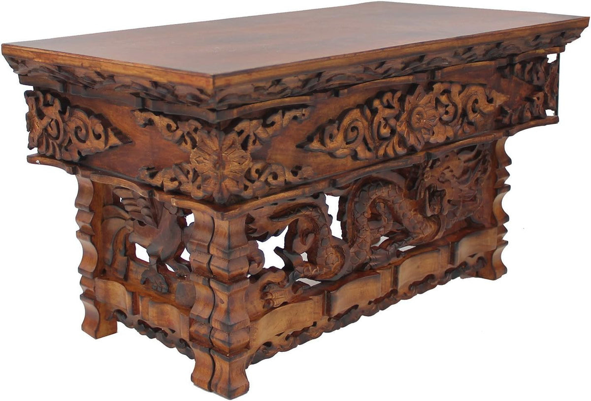 Solid Sheesham Wood Hand Carved Meditation Table P71455