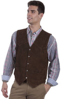 Brown Calf Suede Western Snap Vest O457