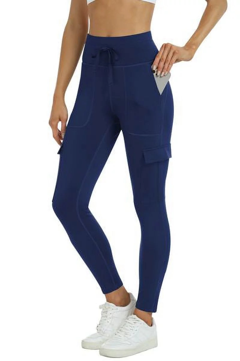 Navy blue High Waisted Yoga Pants With Pockets Z3428
