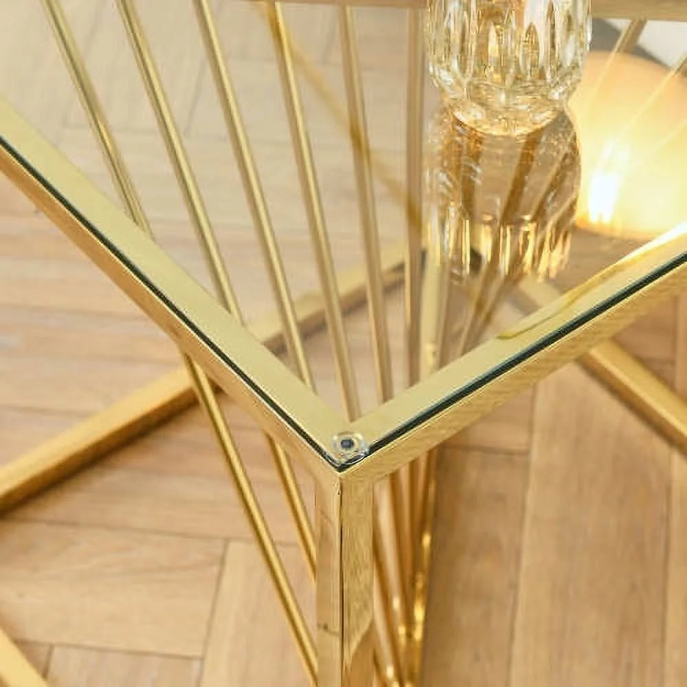 20 Inch Glass End Table with Metal Frame T607052