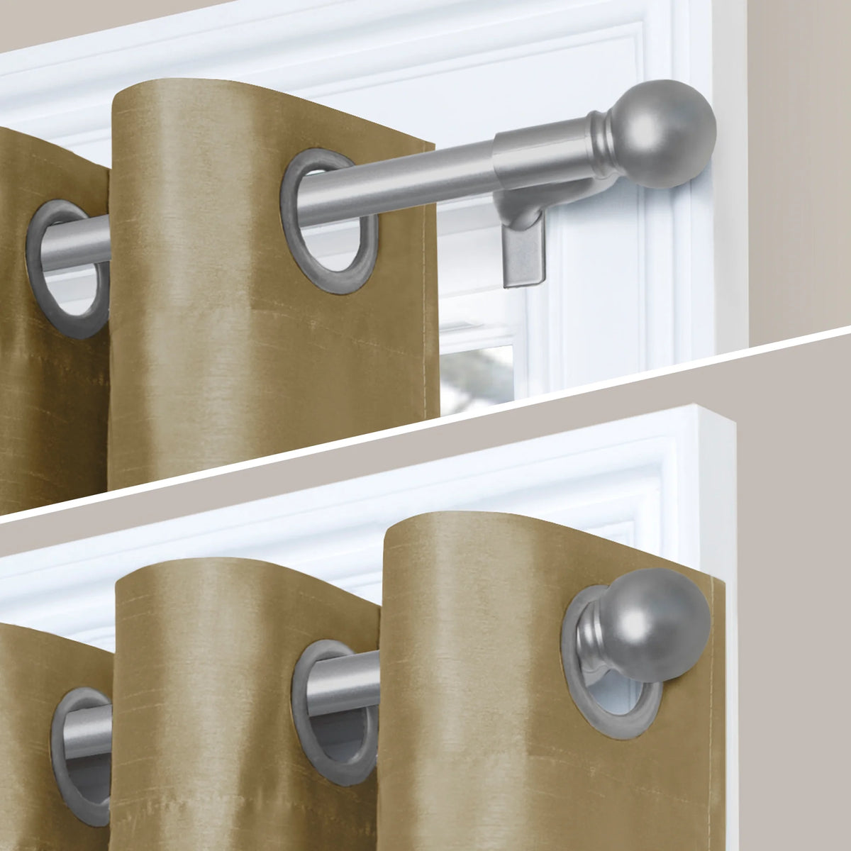 Adjustable Tension Single Curtain Rod, 48" - 84", Brushed Nickel S982862