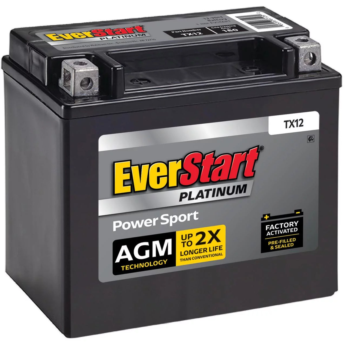 AGM PowerSport Battery Group Size TX12 12 Volt 180 CCA I547796