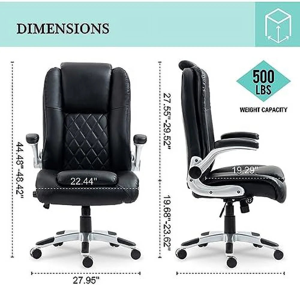 White Office Chair with Lifting Headrest and Flip-up Armrests C76578