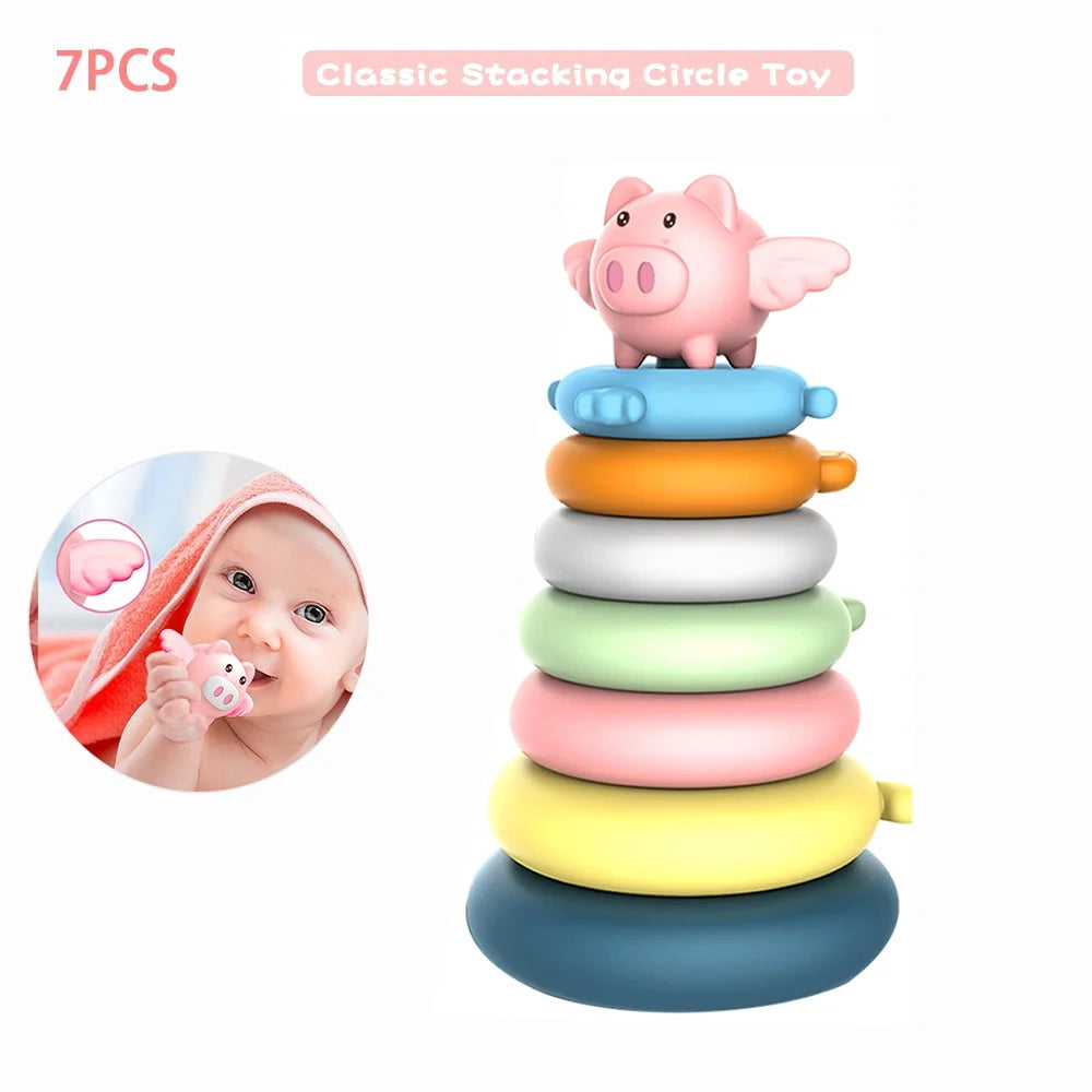 7 Rings Baby Stacking & Nesting Toys Sensory Educational Montessori Blocks N565