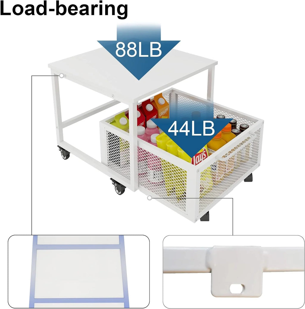 Mobile Mini Fridge Stand with 4 Lockable Wheels Rolling Fridge Cart I6981