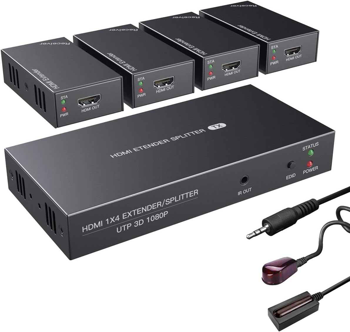 HDMI Extender Splitter 1080P 2 Way 50m Over Ethernet with IR Return M2074