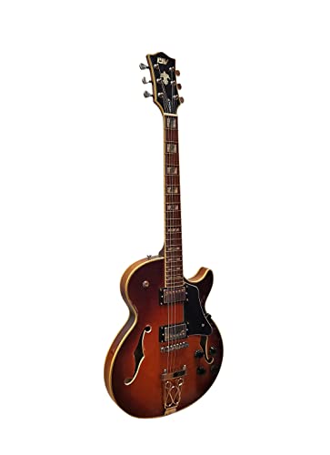 Tobacco Sunburst Jazz Solid Hollow-Body Electric Guitar W8282