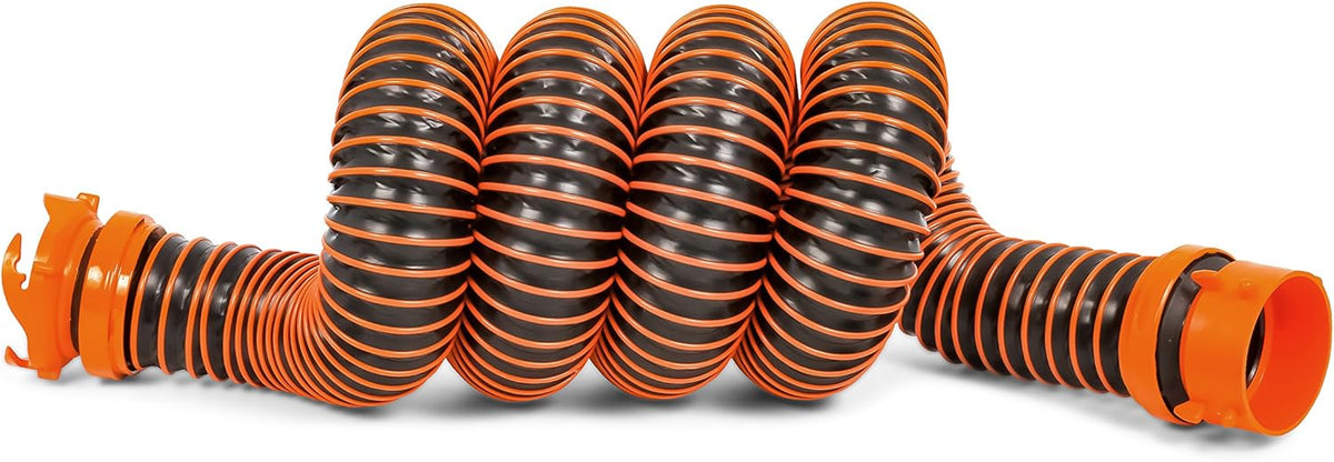 20ft RV Sewer Hose Kit with Swivel Fitting and Translucent Elbow A7822
