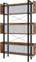 6-Tier Industrial Bookcase with Metal Frame, Rustic Brown B749396