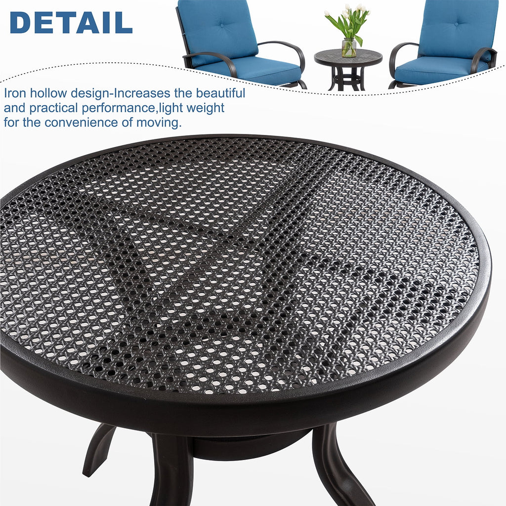 Blue 3-Piece Bistro Set with Cushions & Metal Frame O4978