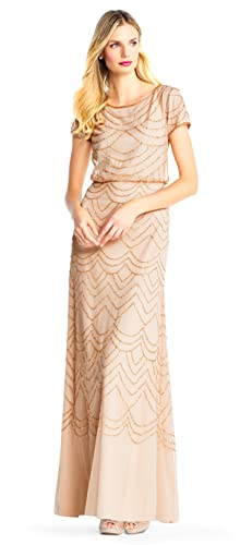 Short Sleeve Blouson Beaded Gown I84986
