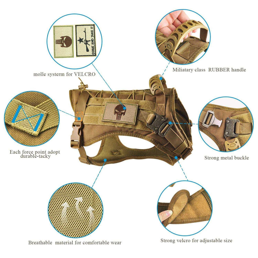 Tactical Service Dog Vest Harness with Rubber Handle & Metal E4637