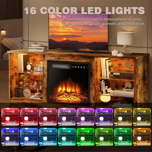 70" Modern Wood Media TV Console with Fireplace Q33339