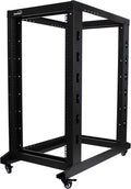 22U 4-Post Open Frame Server Network Rack with Casters Black U52136