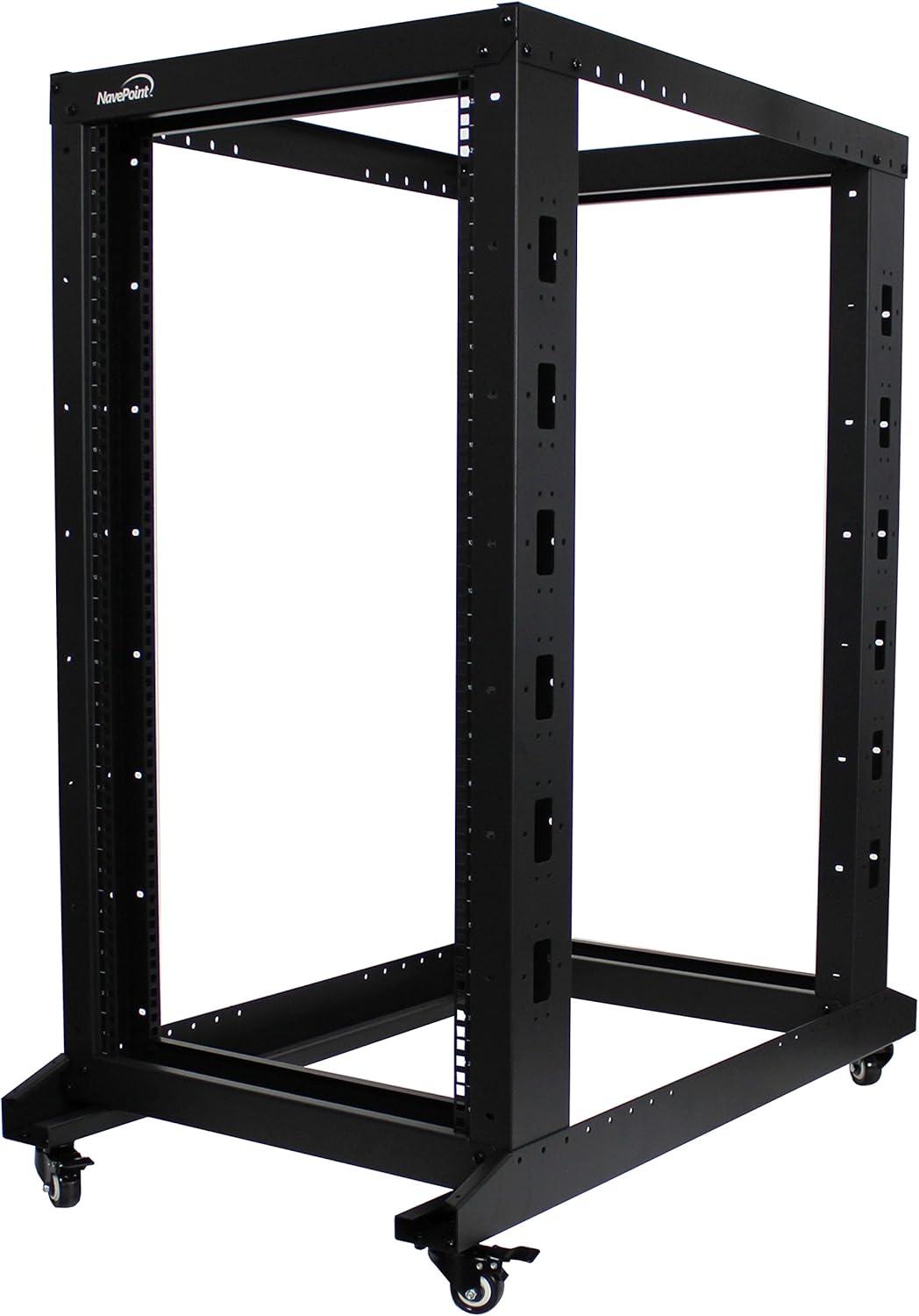 22U 4-Post Open Frame Server Network Rack with Casters Black U52136