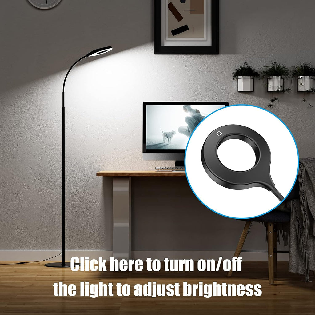 Black Dimmable LED Floor Lamp with Adjustable Gooseneck A14593