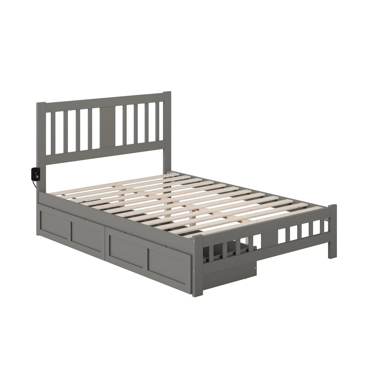 Gray Wood Full Bed with 2 Drawers Y43021