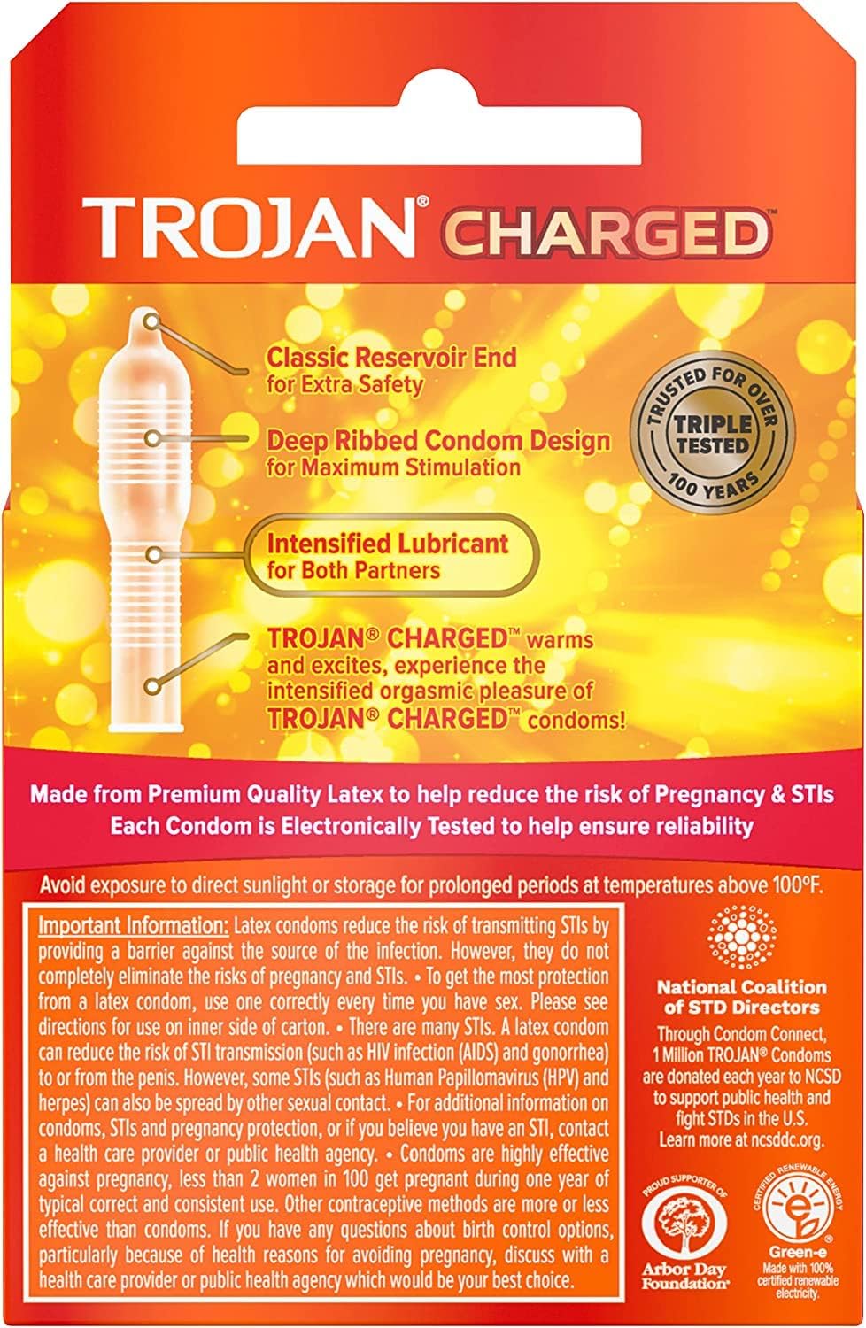 Trojan Charged Condoms 3 Latex Condoms S828802