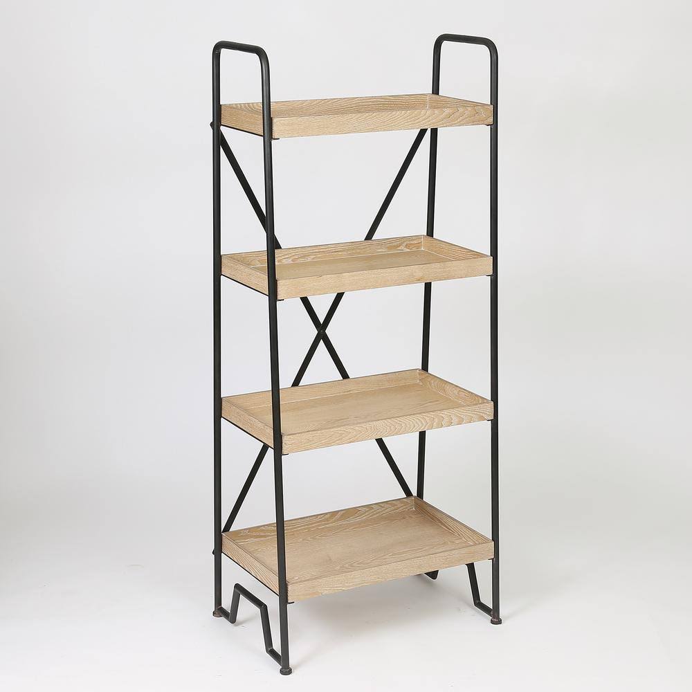 63in. H Wood and Metal Etagere Bookcase Q673