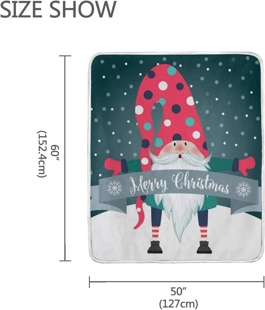 Merry Christmas Gnome Throw Blanket 50 x 60 Inches Microfiber X57223