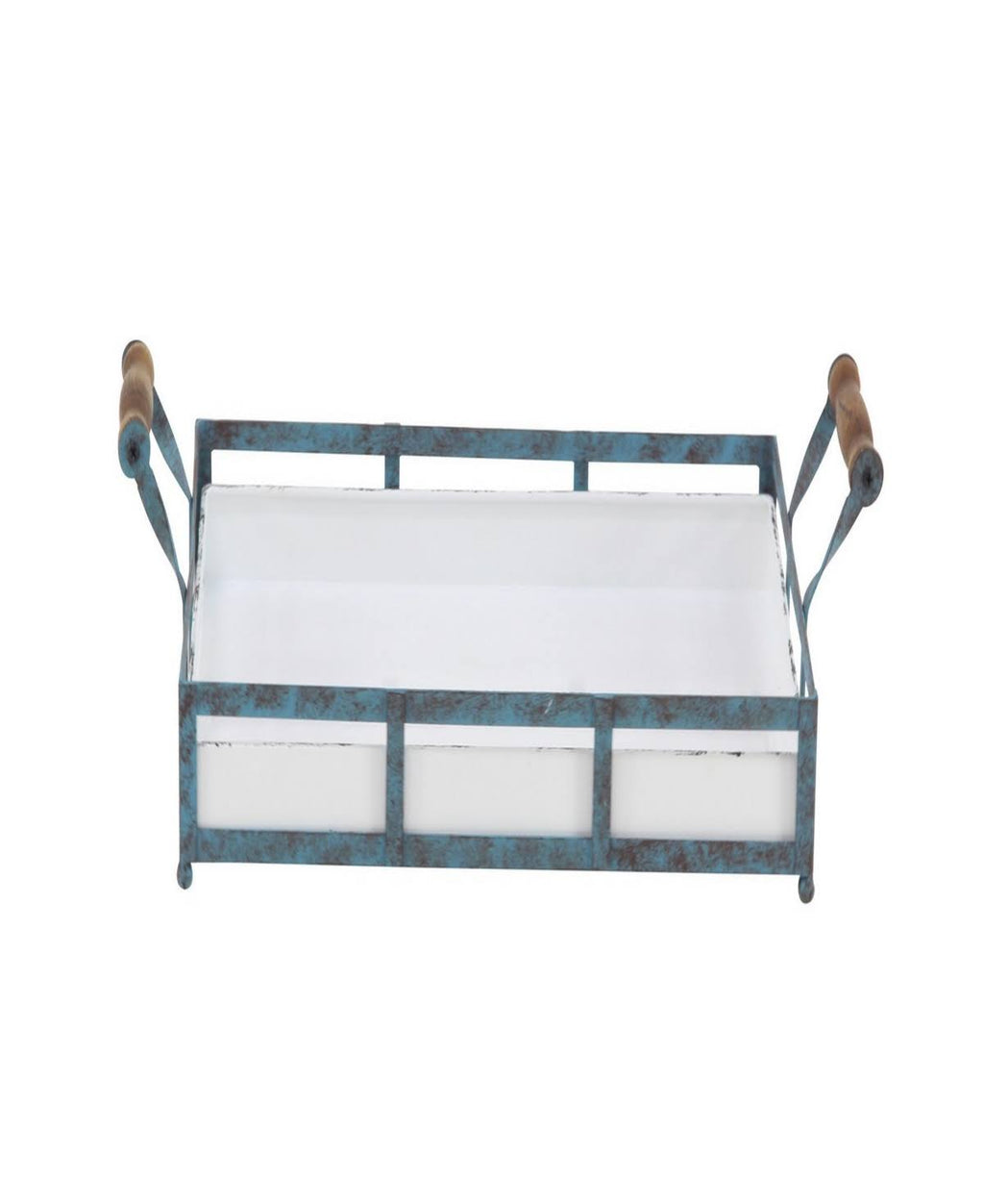 Set of 2 Blue Metal Farmhouse Tray Q45051