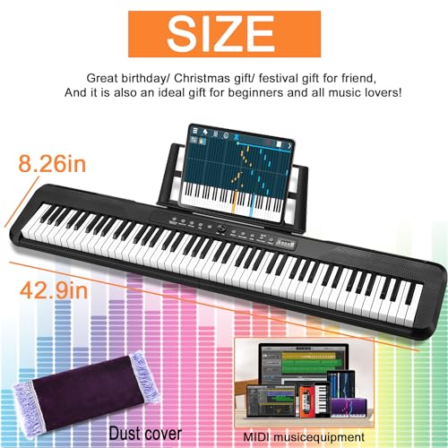 88 Key Semi Weighted Digital Piano with Music Stand T107
