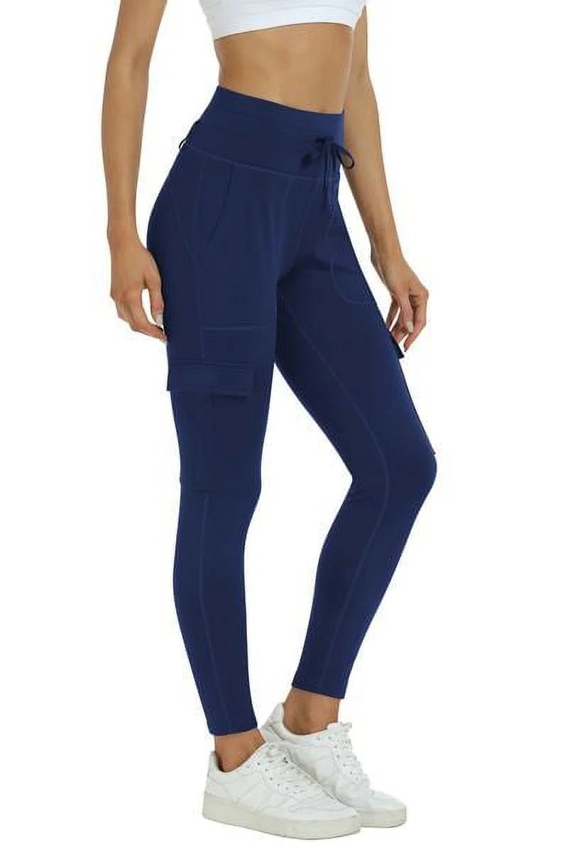 Navy blue High Waisted Yoga Pants With Pockets Z3428