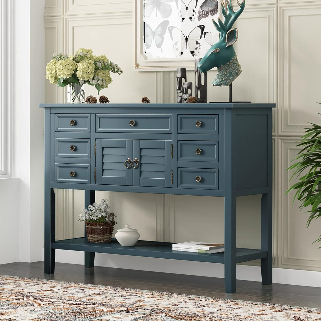 Console Table with Shutter Doors and 7 Storage Drawers Q2821