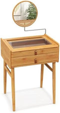 Vanity Desk with Rotating Mirror 2 Drawers Tempered Glass Tabletop D356