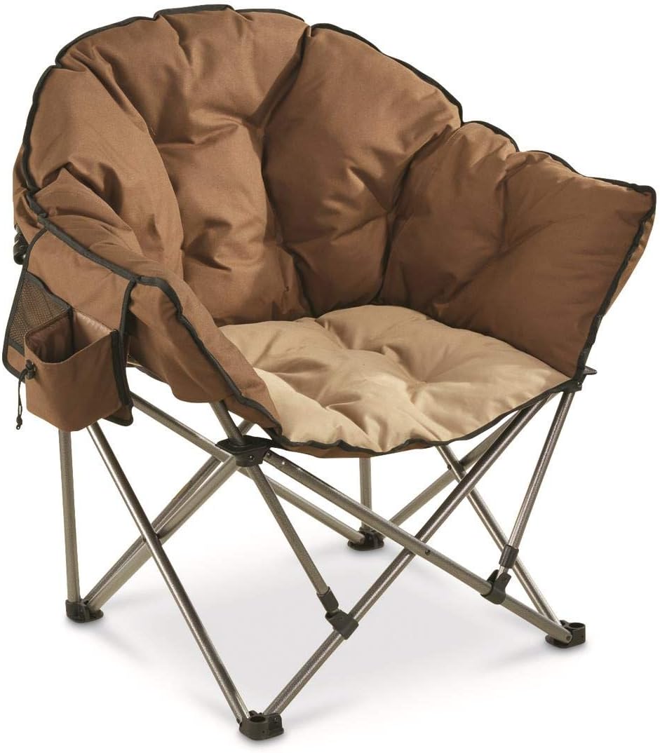 Oversized Red Plaid Folding Camping Chair with Padded Seats G32587