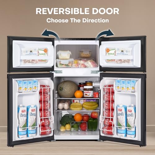 3.1 Cu.Ft Double Door Mini Fridge with Freezer, Black I815394