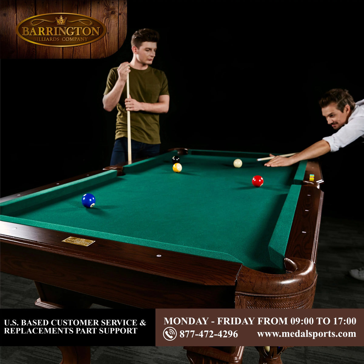 Green Ball and Claw Leg Pool Table H862