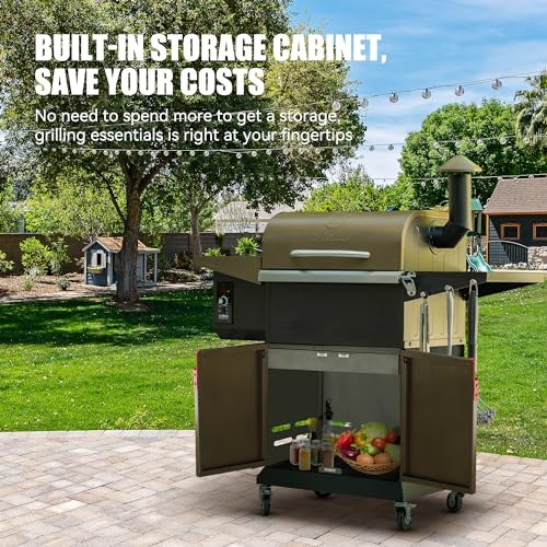 Wood Pellet Grill Smoker with PID Controller, 8-in-1 BBQ Grill, 572 sq in Cooking Area B947370
