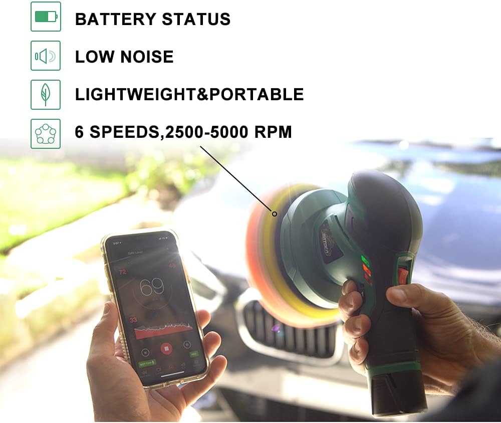 Cordless Car Buffer Polisher with 2pcs 12V Lithium Rechargeable Battery Brushless Polisher V5888