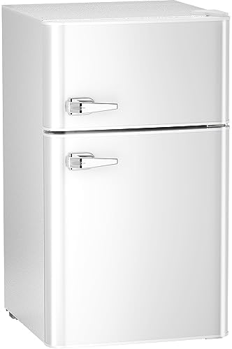 Mini Refrigerator 3.2Cu.Ft Compact Fridge Double Doors Freezer Grey L8316