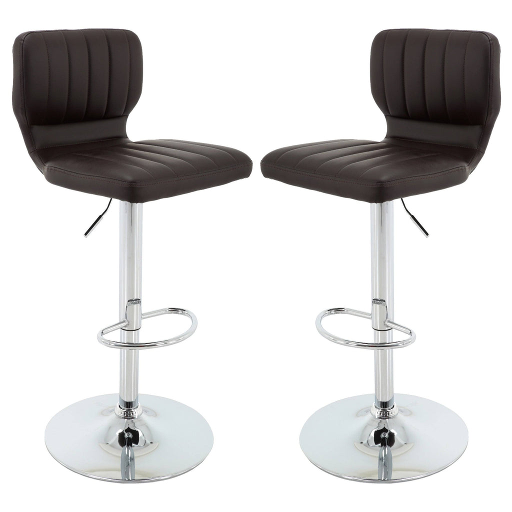 Brown PU Leather Adjustable Bar Stool Set of 2 M399427
