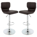 Brown PU Leather Adjustable Bar Stool Set of 2 M399427
