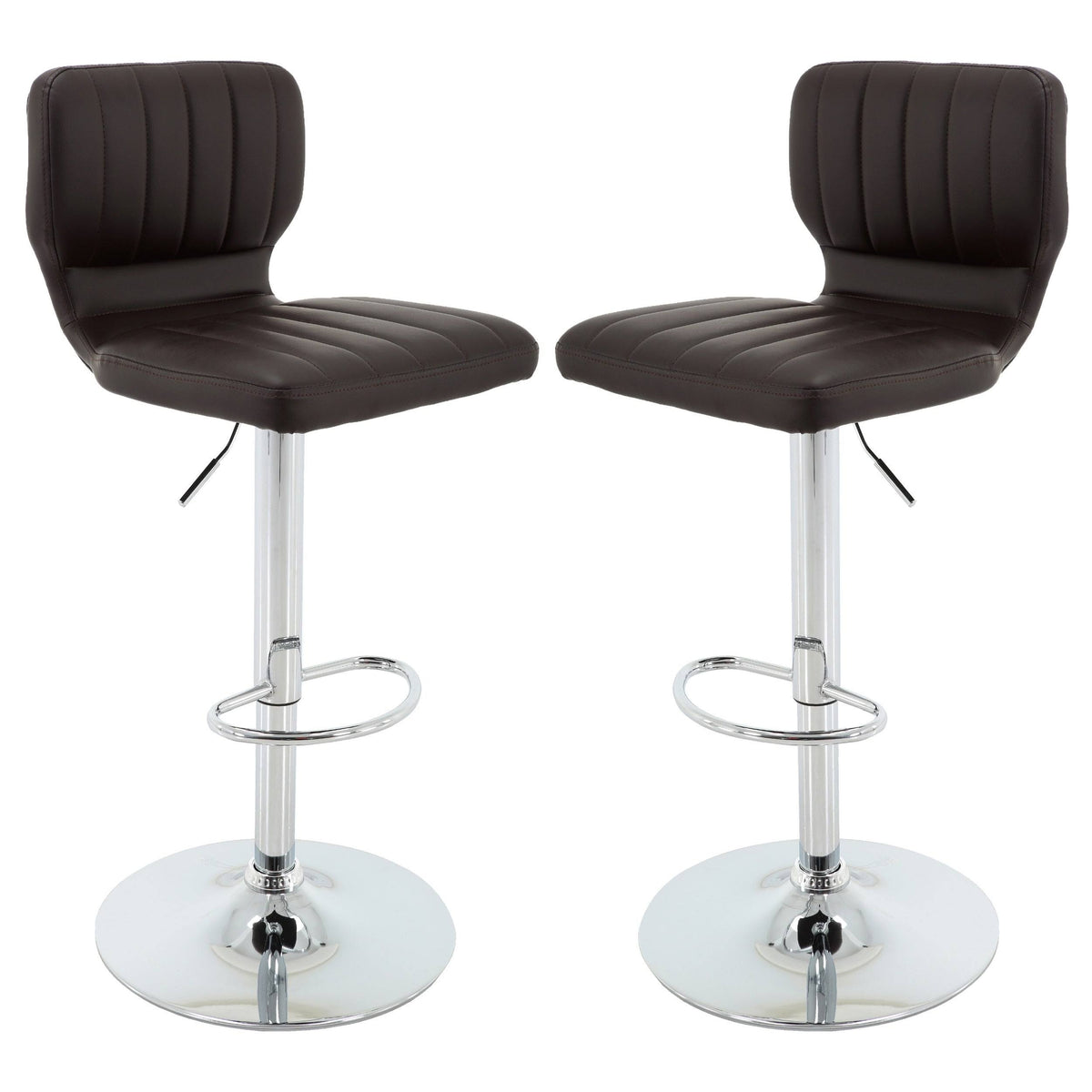 Brown PU Leather Adjustable Bar Stool Set of 2 M399427