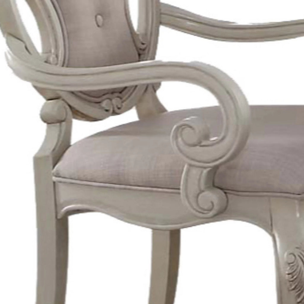 Fabric Upholstered Wooden Arm Chairs Set of Two N4800
