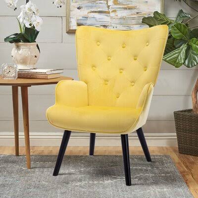 Yellow Velvet Tufted Armchair I47263