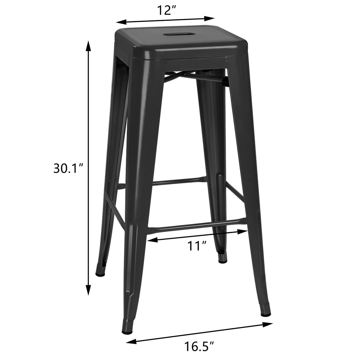 30 Inches Metal Bar Stools Set of 4 Black Q1454