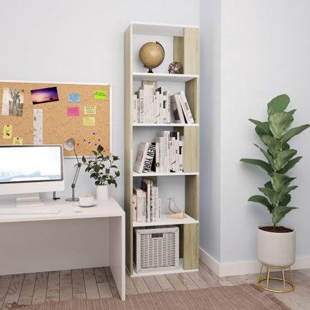 White Sonoma Oak Chipboard Book Cabinet Room Divider H511909