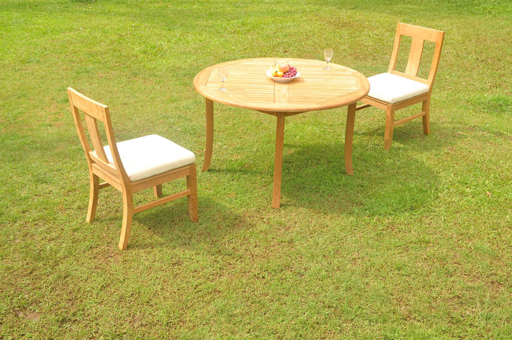 Grade-A Teak 3 Pc Outdoor Dining Set with 52" Round Table O731629
