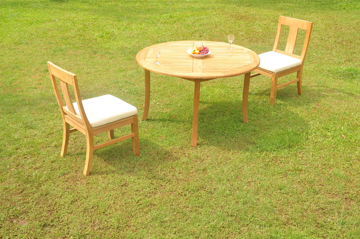 Grade-A Teak 3 Pc Outdoor Dining Set with 52" Round Table O731629